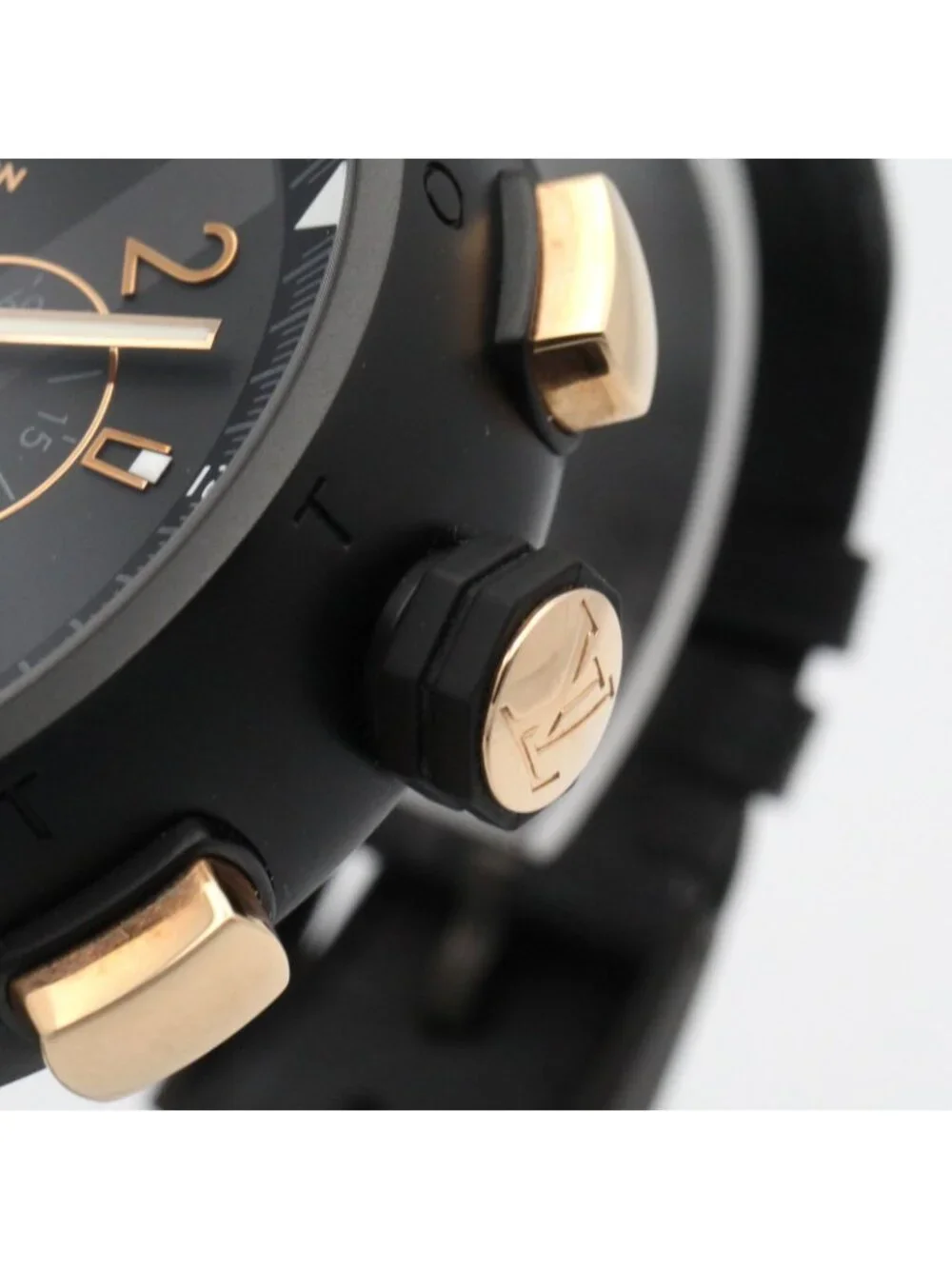 Louis Vuitton Watch Tambour Chrono Black Stainless Steel